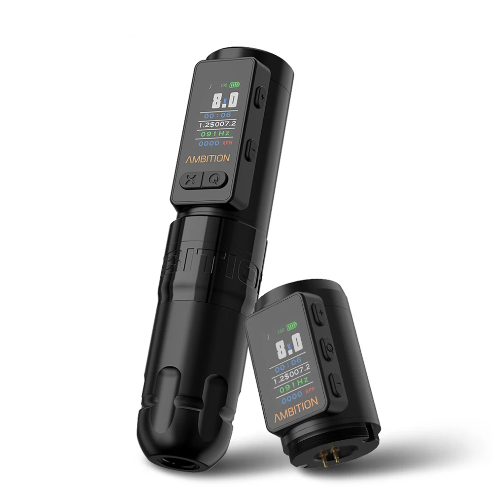 Professional Black Tattoo Pen Kit Rechargeable LCD Display