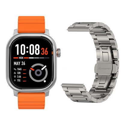 1.96" Fitness Smartwatch with Bluetooth Plus Silver Strap
