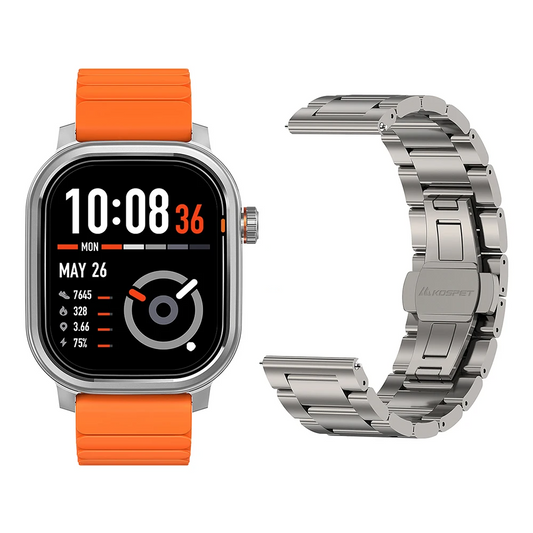 1.96" Fitness Smartwatch with Bluetooth Plus Silver Strap