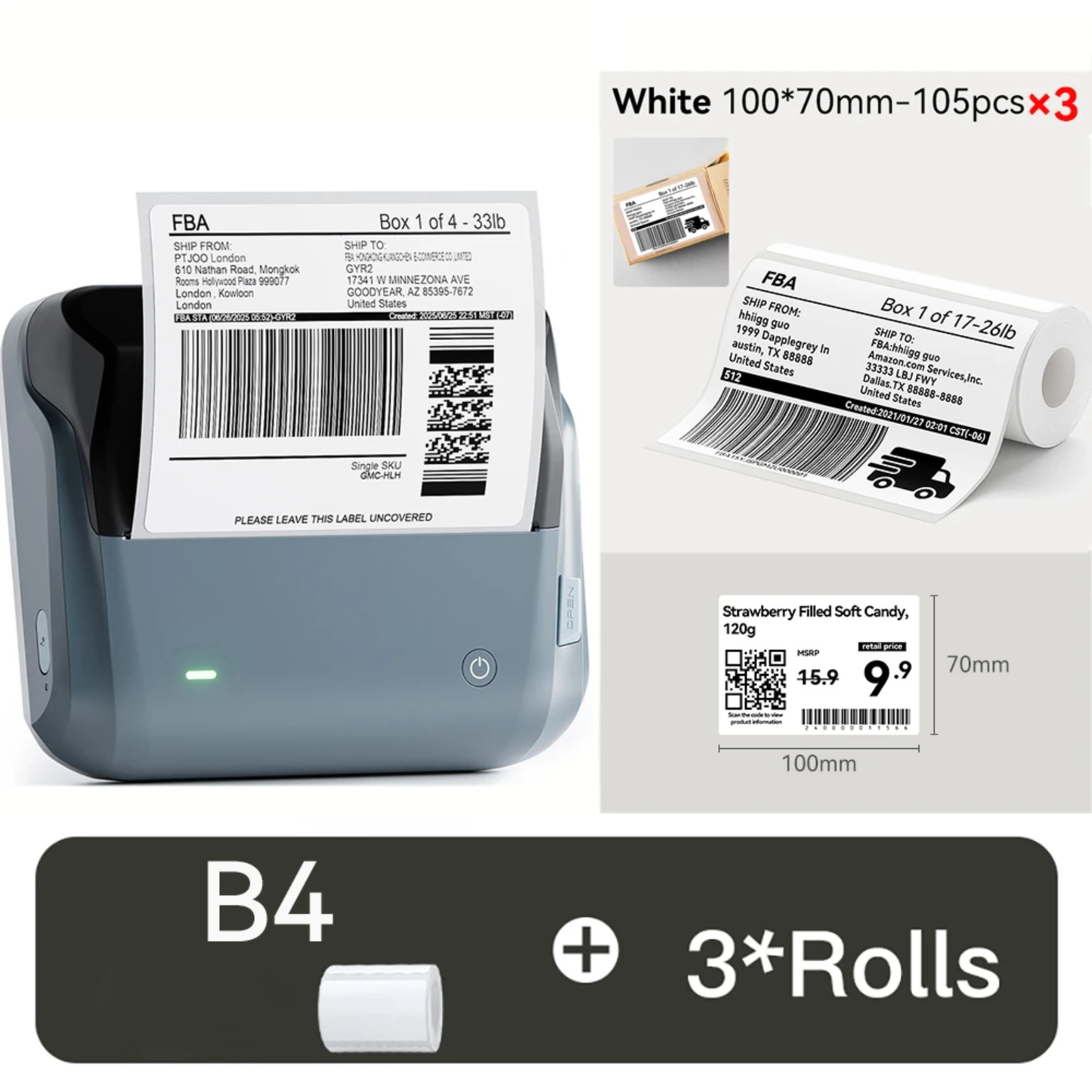 Bluetooth Label Maker 100x70mm for Office Retail and Warehouse
