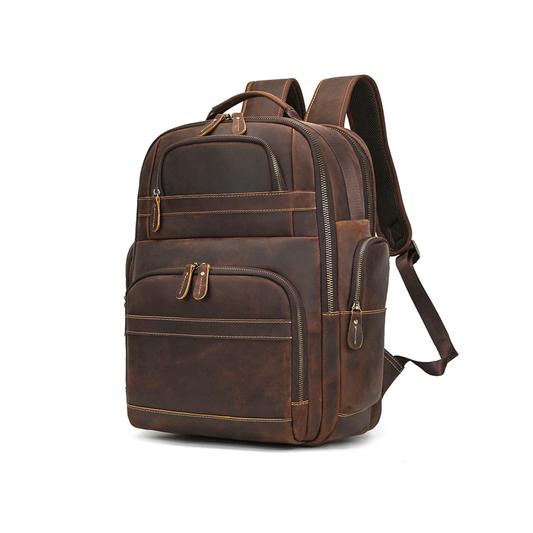Business Leather Laptop Backpack Double Layer