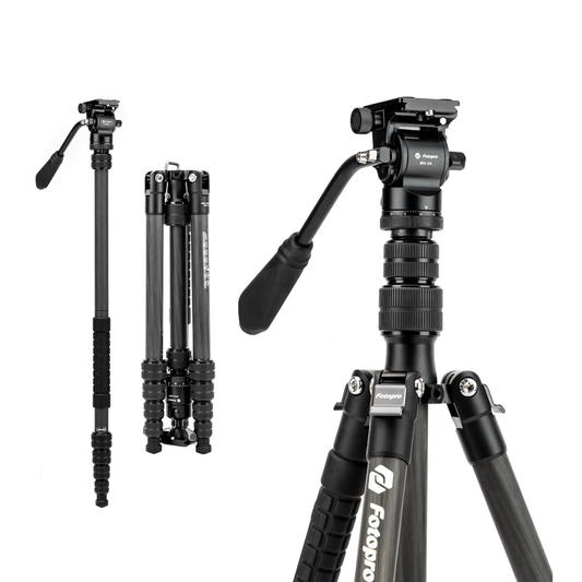 Compact Video Tripod 59 Inch Carbon Fiber Fluid Head