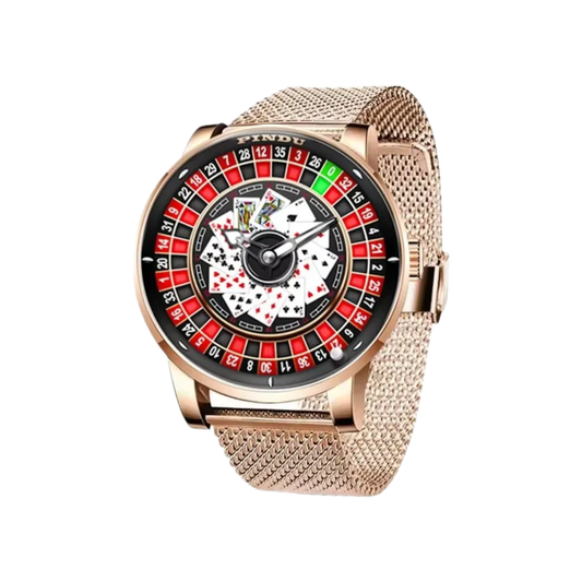Luxury Automatic Watch Rotating Casino Dial Gold