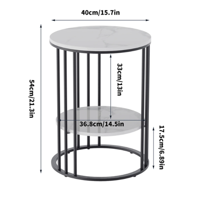 Modern Round Side Table Black Marble Finish