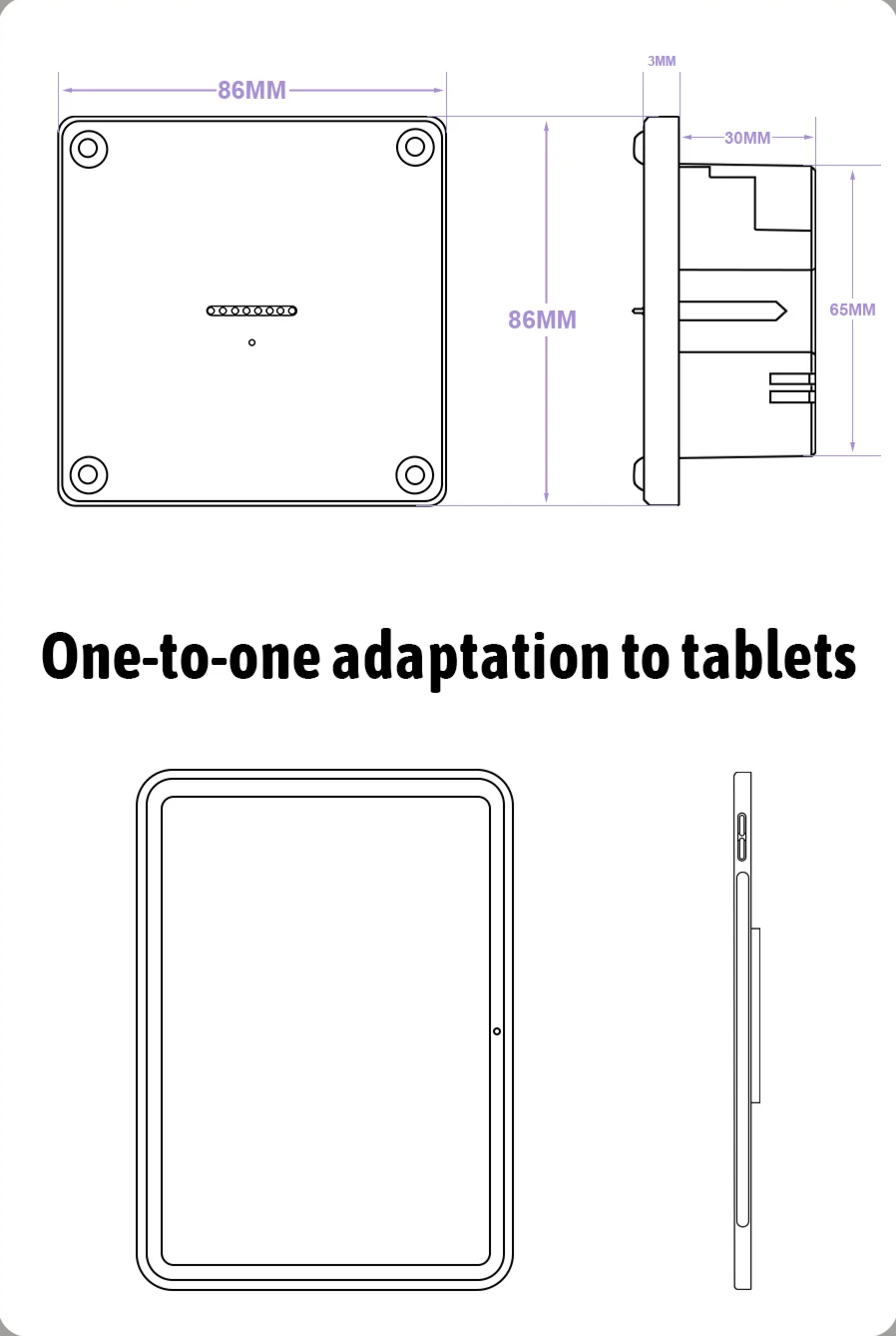 Magnetic Wall Mount Charger Base for iPad Tablets