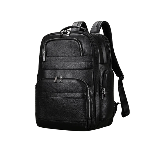 Large Capacity Leather Laptop Backpack with USB Charging