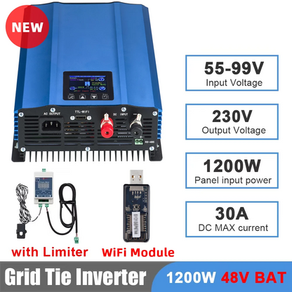 1200W 48V Grid Tie Solar Inverter WiFi MPPT