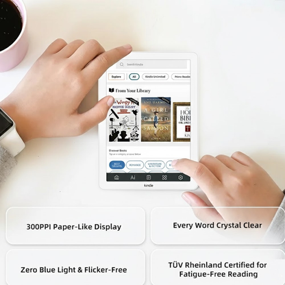 Portable 6 Inch Android eBook Reader with Colour Display White