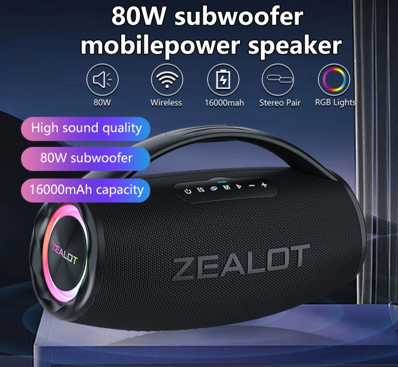 80W Outdoor Portable Bluetooth Speaker with HiFi Sound