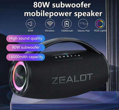 80W Outdoor Portable Bluetooth Speaker with HiFi Sound