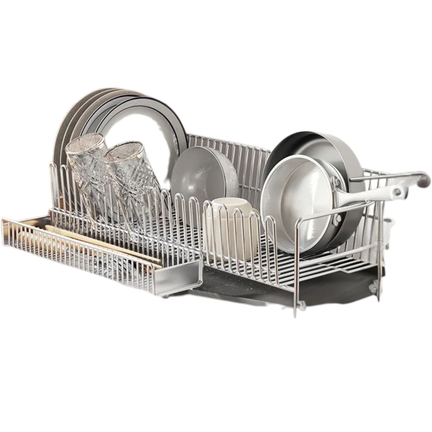 Compact 1-Layer Dish Rack with Drainboard & Utensils