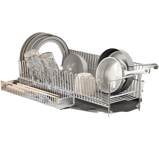 Compact 1-Layer Dish Rack with Drainboard & Utensils