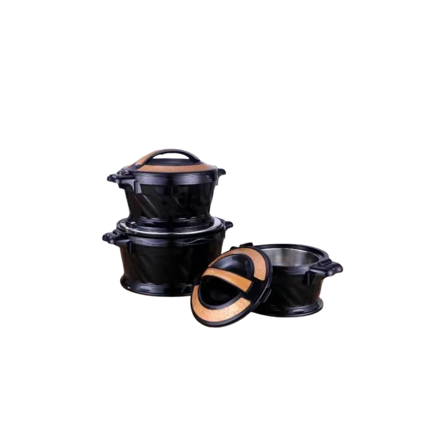 3-Piece Insulated Food Warmer Set 2.2–5.2L Black