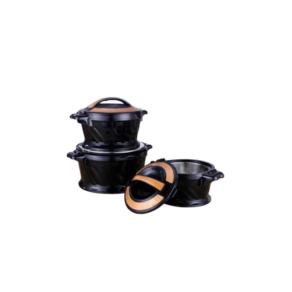 3-Piece Insulated Food Warmer Set 2.2–5.2L Black
