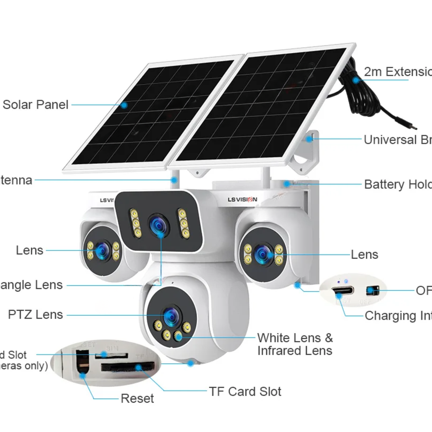 4G Smart Solar CCTV Camera 128GB Weatherproof