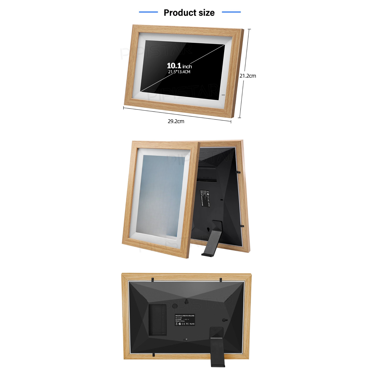 10.1 Smart WiFi Digital Photo Frame 64GB Wooden