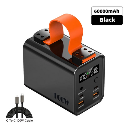 60000mAh 100W Fast Charging USB-C Power Bank Black