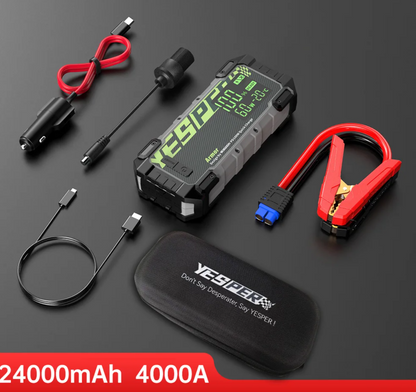12V Portable Car Jump Starter 4000A 24000mAh
