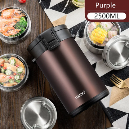 Purple 2500ML Leakproof Multi-Layer Lunch Box