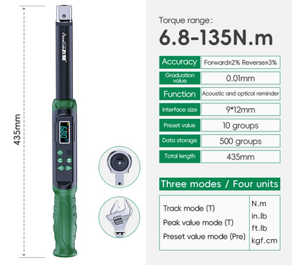 Digital Torque Wrench with Interchangeable Ratchet Heads