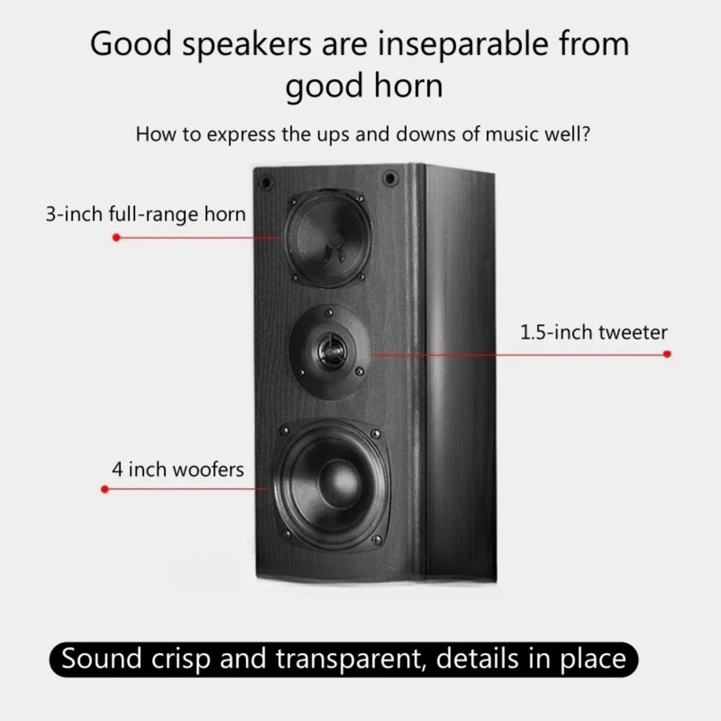 Hi-Fi 60W Wooden Passive Speakers for Home Theater