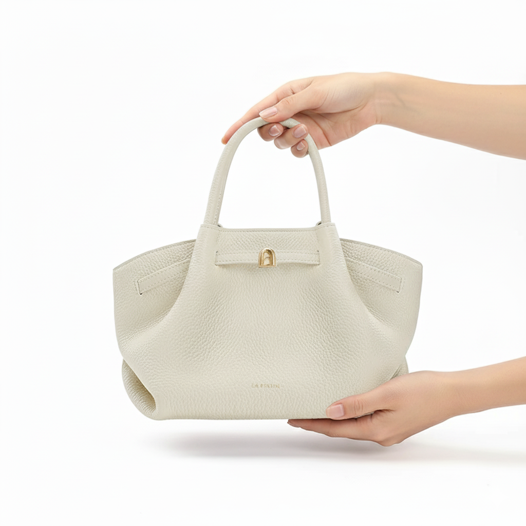Beige Leather Tote Bag Large Everyday Handbag
