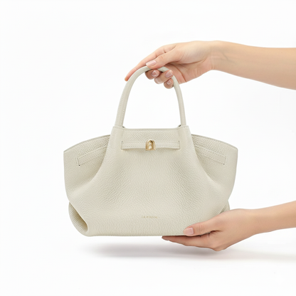 Beige Leather Tote Bag Large Everyday Handbag