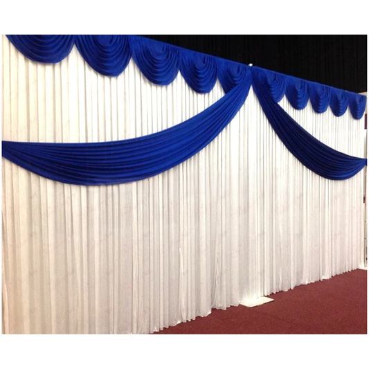 Wedding Backdrop Curtain 10x20ft White Blue Drapes