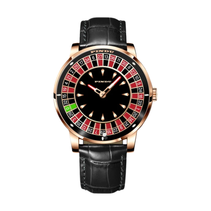 Self-Winding Mens Watch Roulette Dial Stainless Black