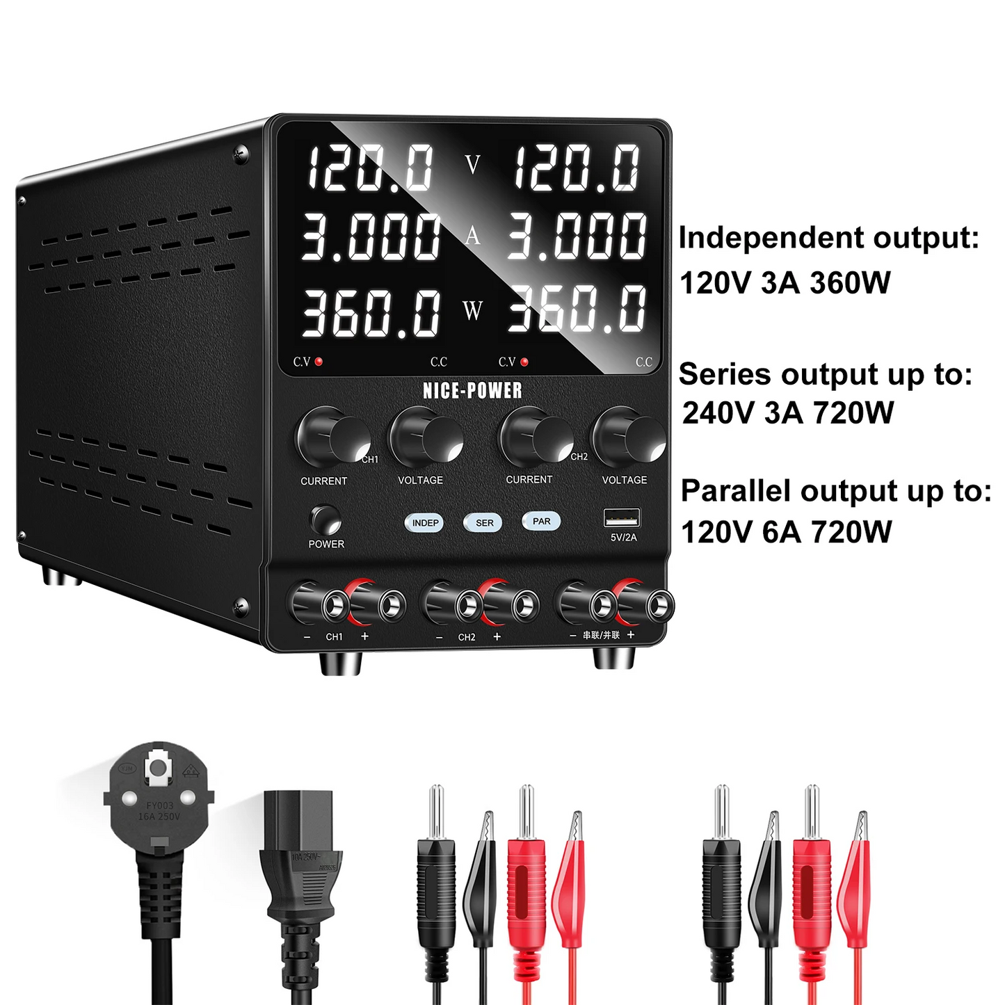 120V 3A Adjustable DC Bench Power Supply