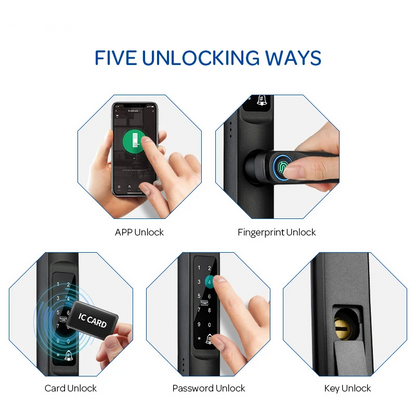 Silver Sliding Smart Door Lock WiFi Fingerprint Code Entry