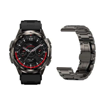 Military Grade GPS Smartwatch with Stainless Black Strap