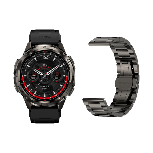 Military Grade GPS Smartwatch with Stainless Black Strap