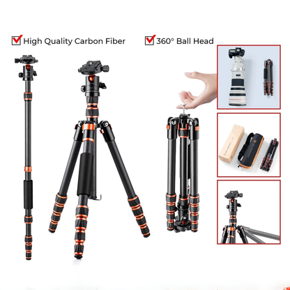 Lightweight Travel Tripod 152cm Supports 8kg Cameras