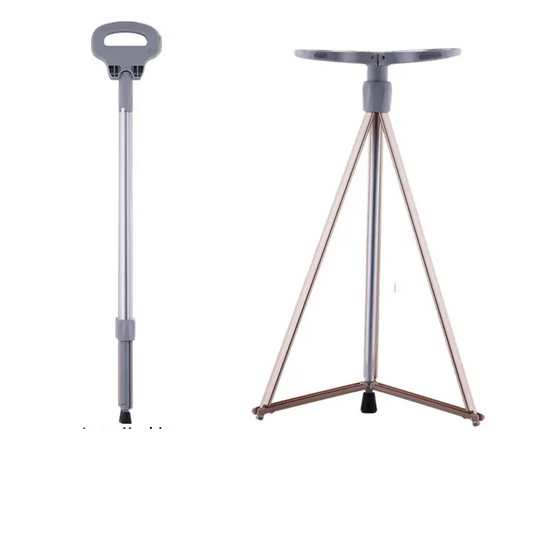 Foldable Walking Stick Chair Lightweight Hiking Trekking Pole Seat