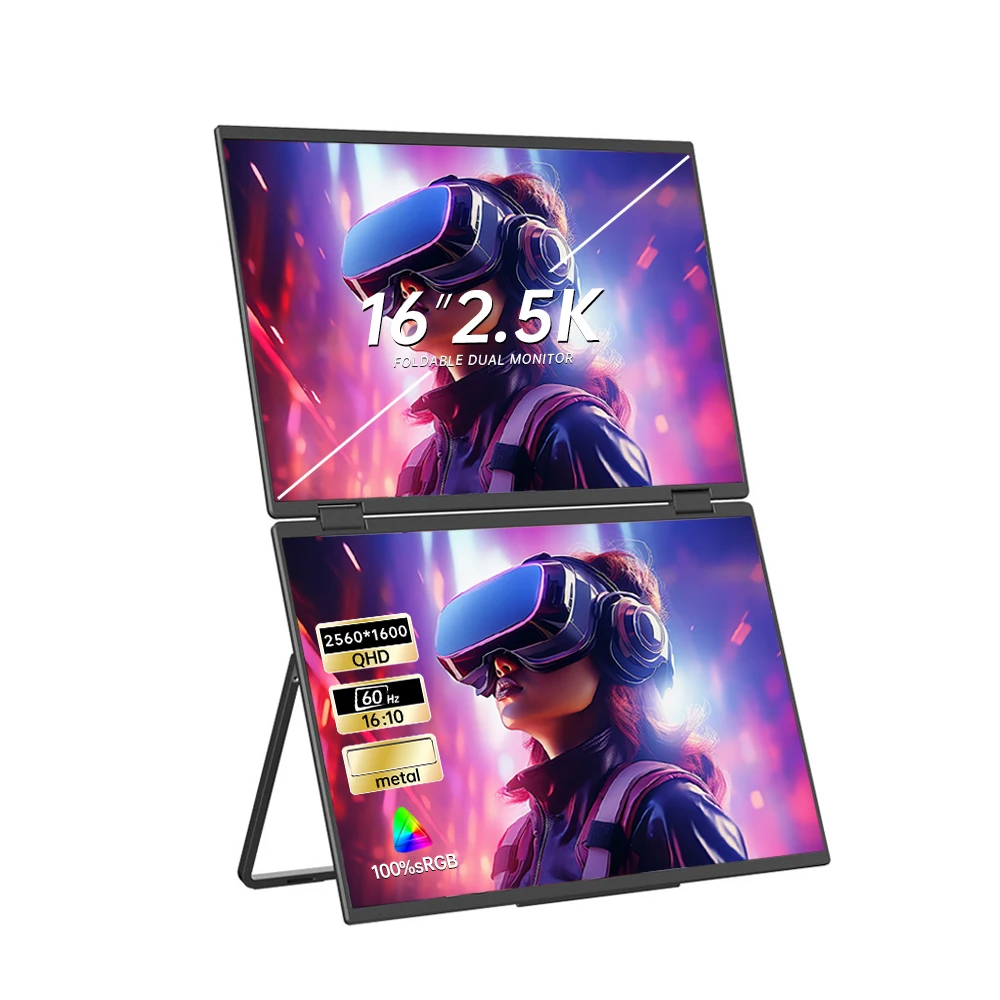 16" Portable Dual Screen Monitor 2.5K USB-C HDMI