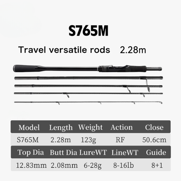2.28m 5 Section Casting Fishing Rod