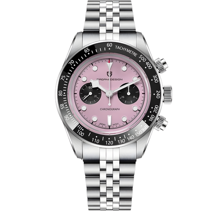 Pink Waterproof Quartz Chronograph Watch with Sapphire Crystal