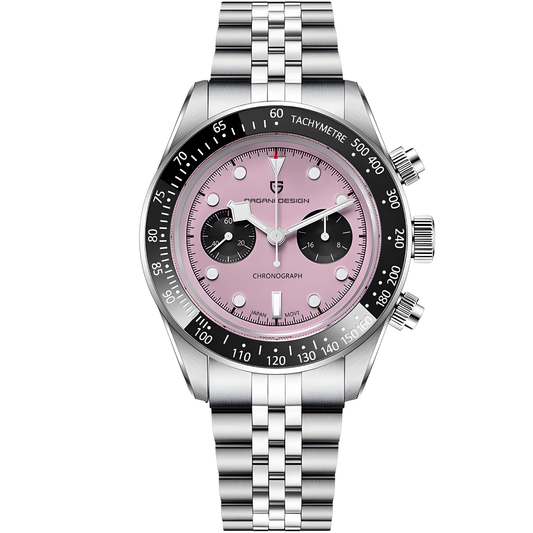 Pink Waterproof Quartz Chronograph Watch with Sapphire Crystal