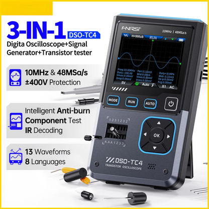 Portable 3 in 1 Digital Oscilloscope with Transistor Tester