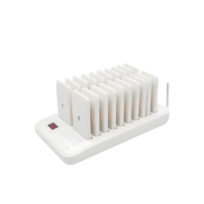 White Restaurant Paging System with Keyboard Transmitter