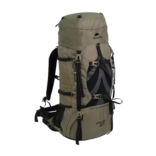 Professional 70L Camping Backpack with Support System Brown
