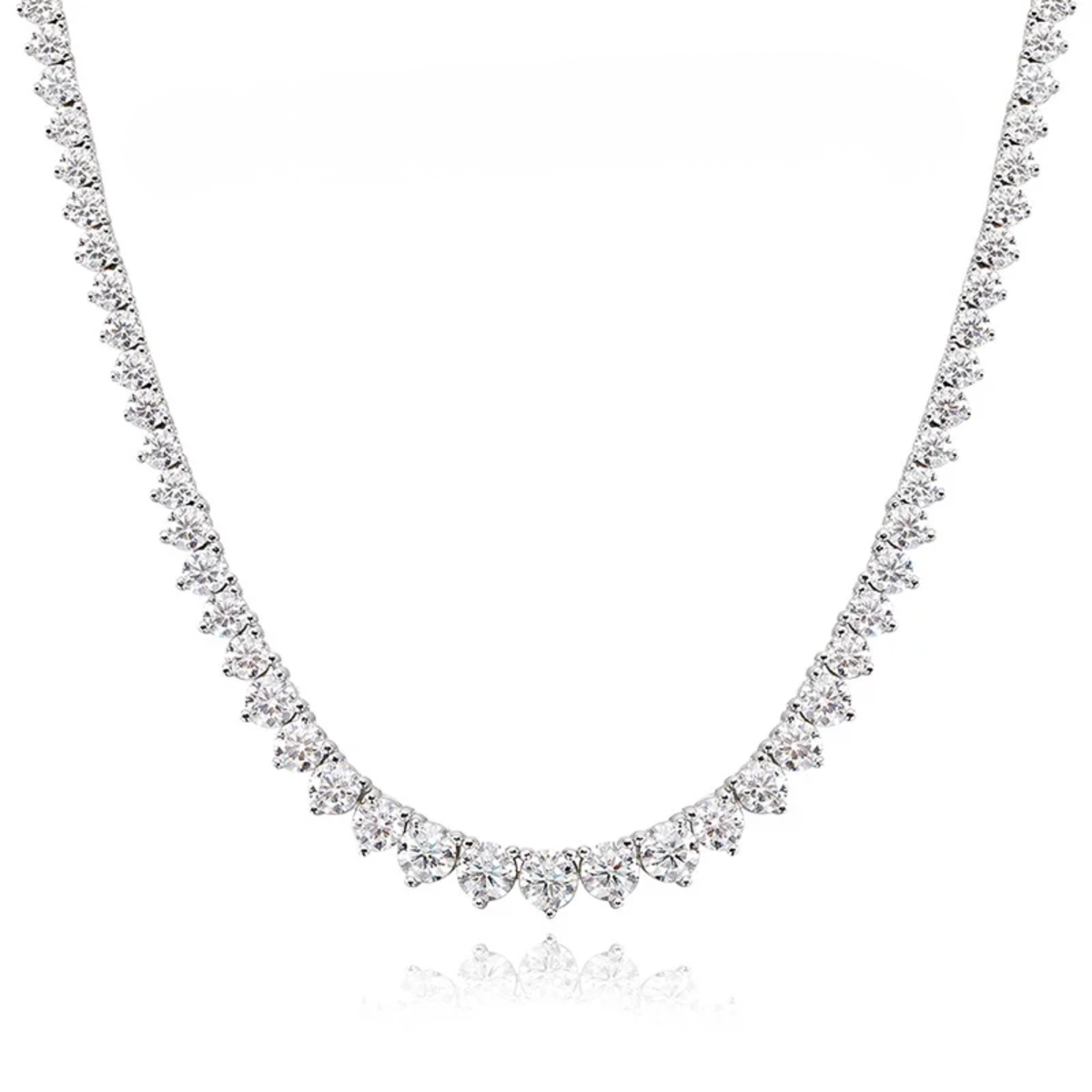 38cm Sterling Silver Moissanite Tennis Necklace for Women
