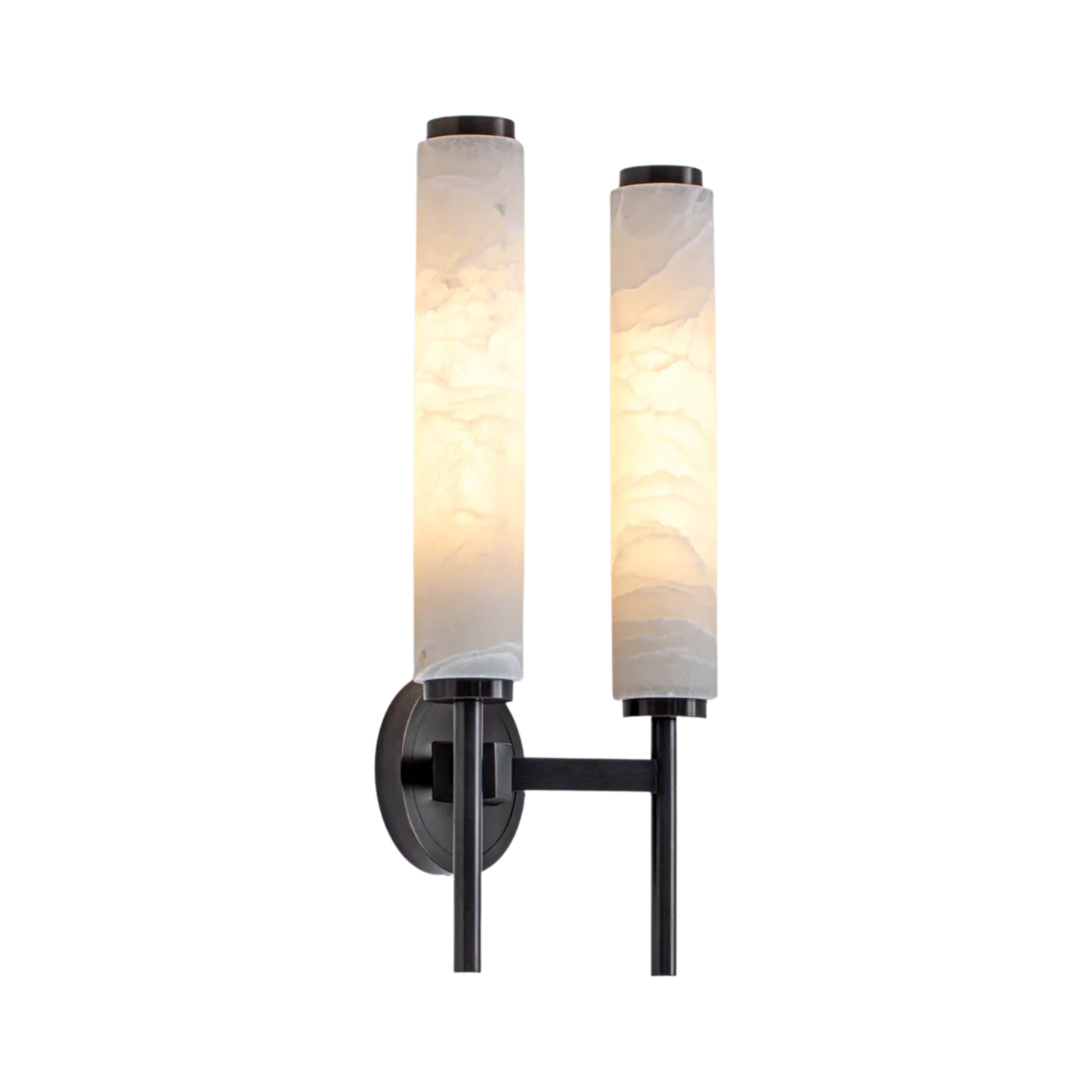 2 Piece Black Marble LED Wall Lights 3000K Warm Glow