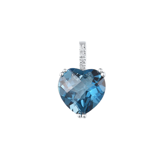 Luxury 14K Gold Pendant with London Blue Topaz Gem