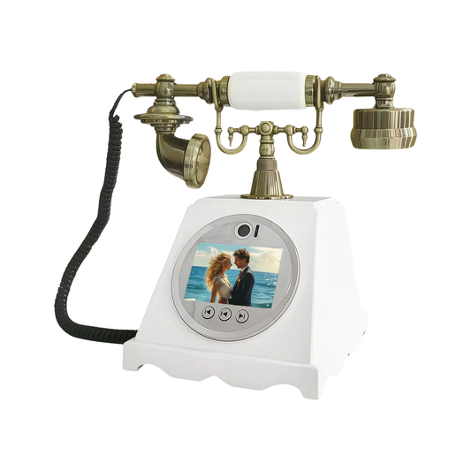 White Wedding Guestbook Phone Audio Video Recording