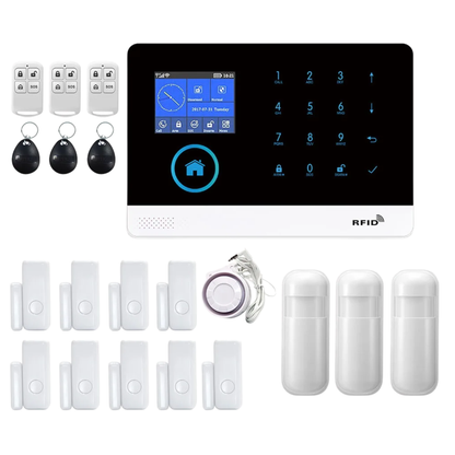 Home Security System 3 PIR 3 RFID 9 Doors