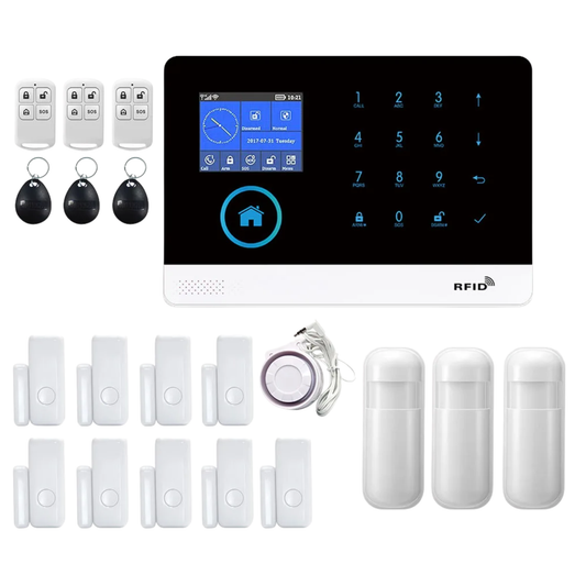 Home Security System 3 PIR 3 RFID 9 Doors
