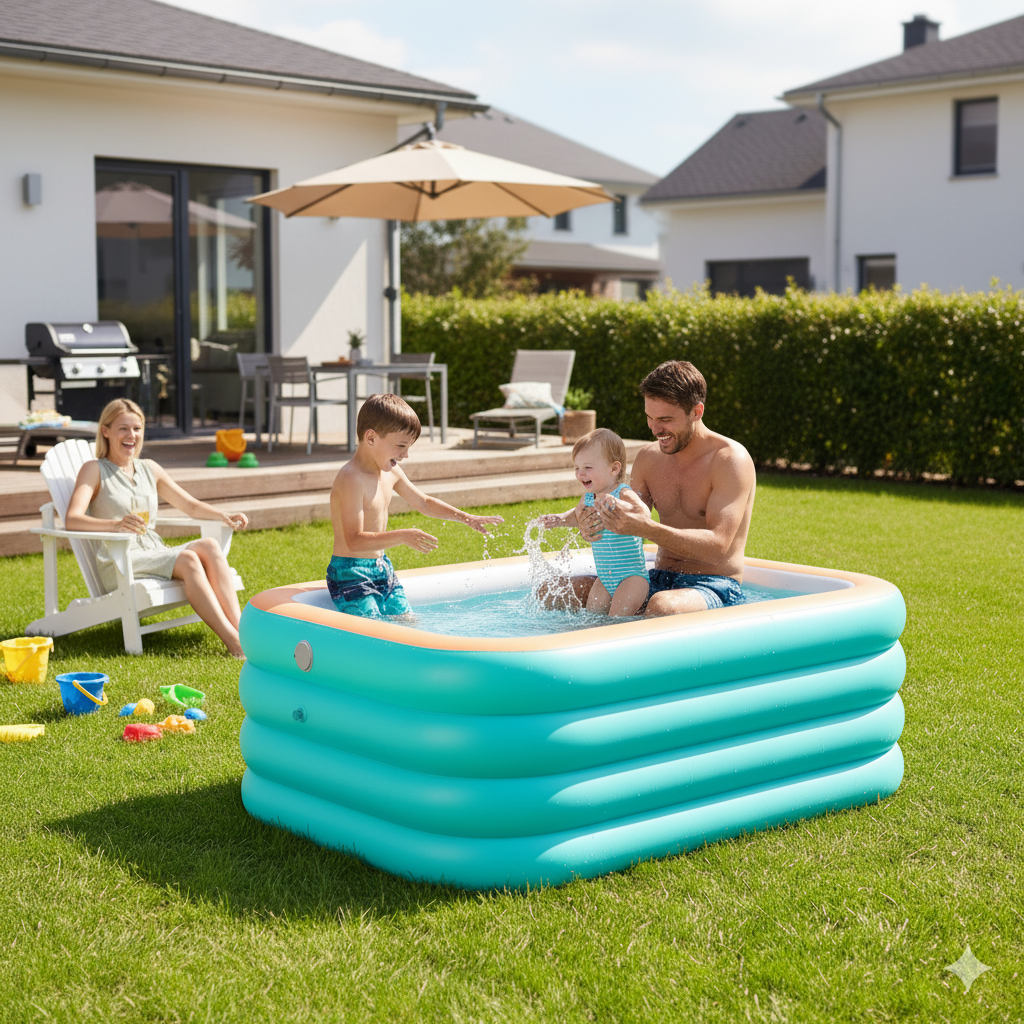 210cm Inflatable Swimming Pool for Kids & Adults Summer Fun