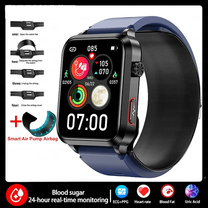 Precision Smartwatch for Heart Fat & Blood Tracking Blue
